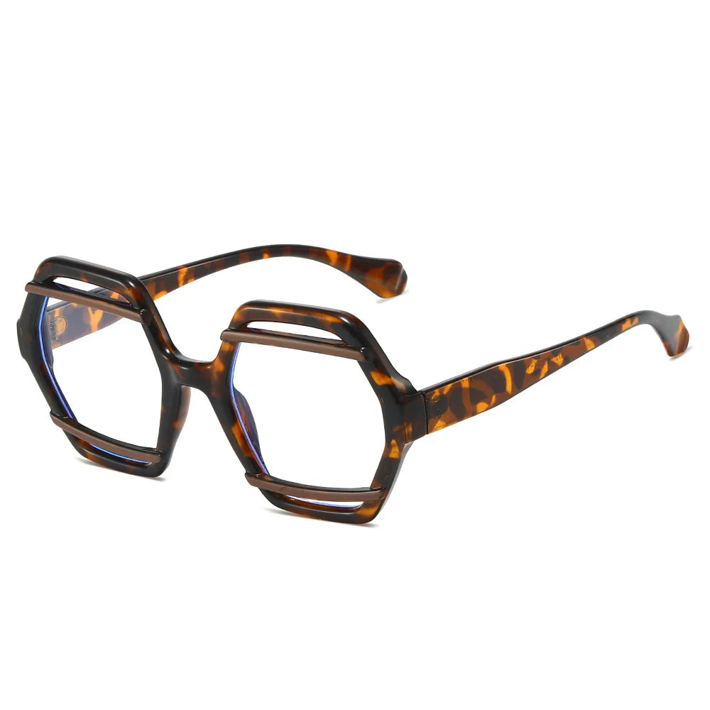 JNPCXI Retro Polygon Jelly Tea Sunglasses Women Fashion Gradient Eyewear Shades UV400 Men Rivets Sun Glasses