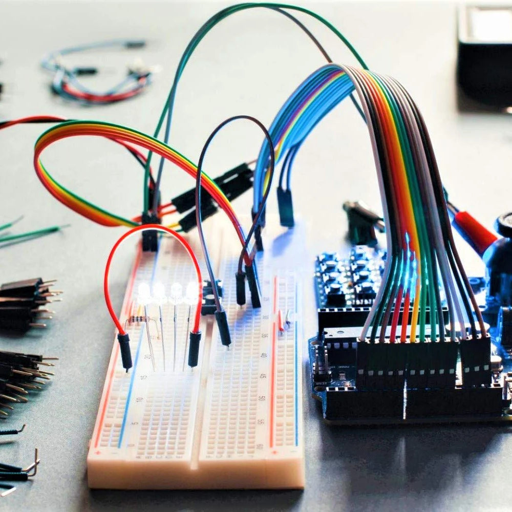 Breadboard Jumper Wire Kit with 400-Point Bread Board + 65pcs Multiple Sizes M/M Jumper Wire +140 Pieces 2-125mm Jumper Wire