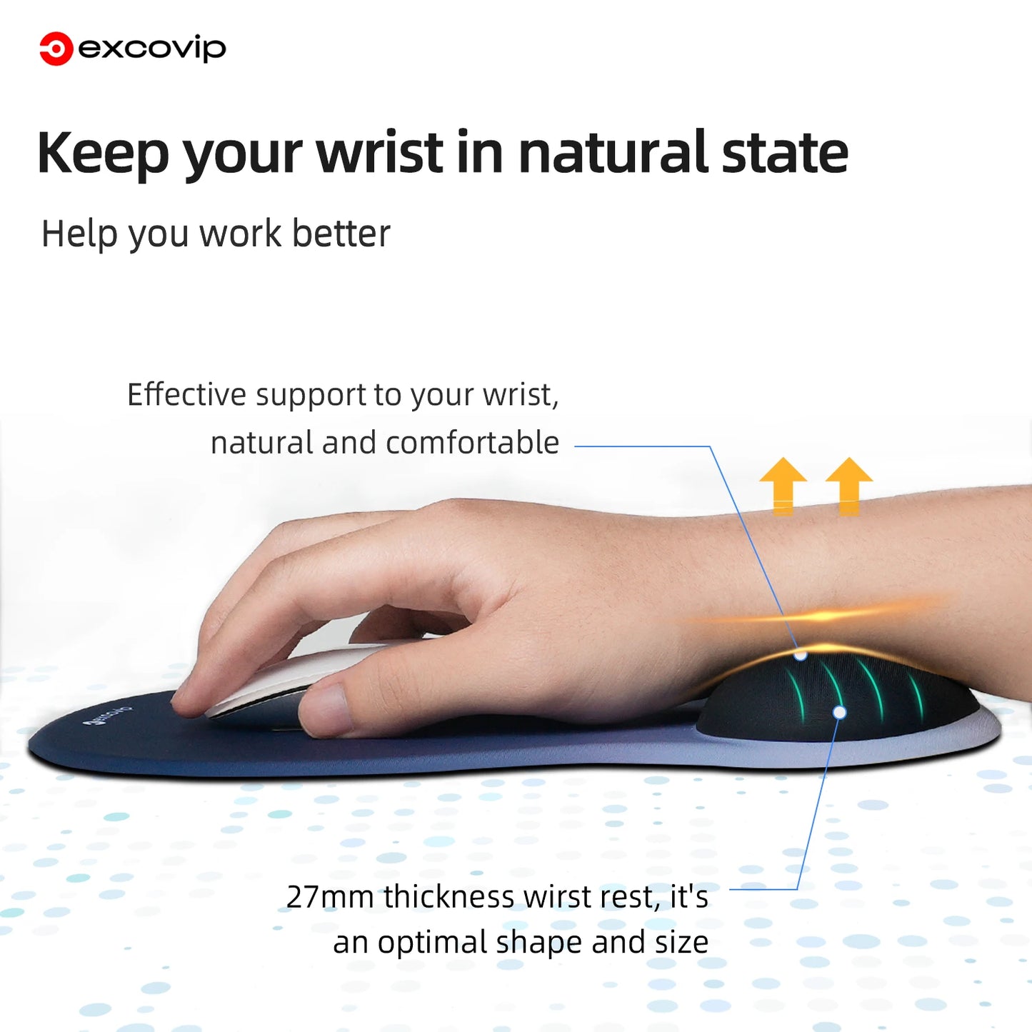 EXCO Ergonomic Mouse Pad Large with Silicone Wrist Rest Non-Slip PU Base for Pain Relief Computer Office Desk Laptop Home