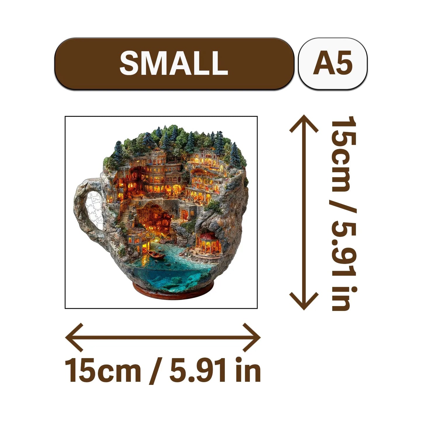 World in Cup Wooden Jigsaw Puzzle Wood Home Decor Painting Christmas and Halloween Gift Toy for Teen and Kid