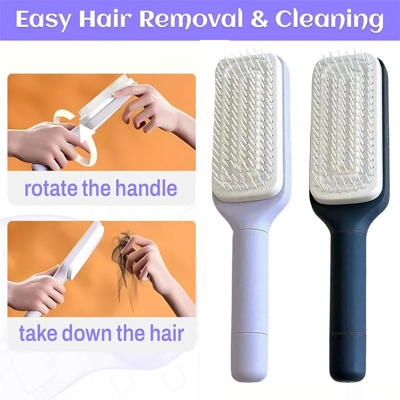 Self-Cleaning Retractable Hairbrush Anti-Static Scalp Massage Hair Loss Comb