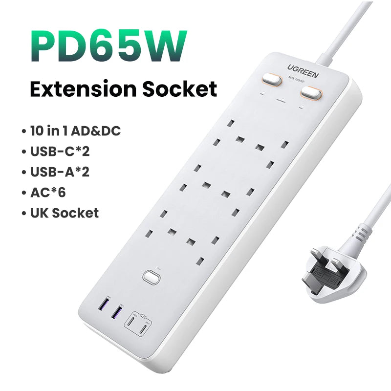 30W Desktop Charger Power Strip, Extension Adapter iPhone 15 14 Pro Max Xiaomi
