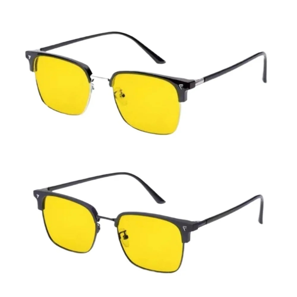 2PCS Unisex Yellow Lenses Night-Vision Glasses Driving Glasses  Ultra Light Sunglasses