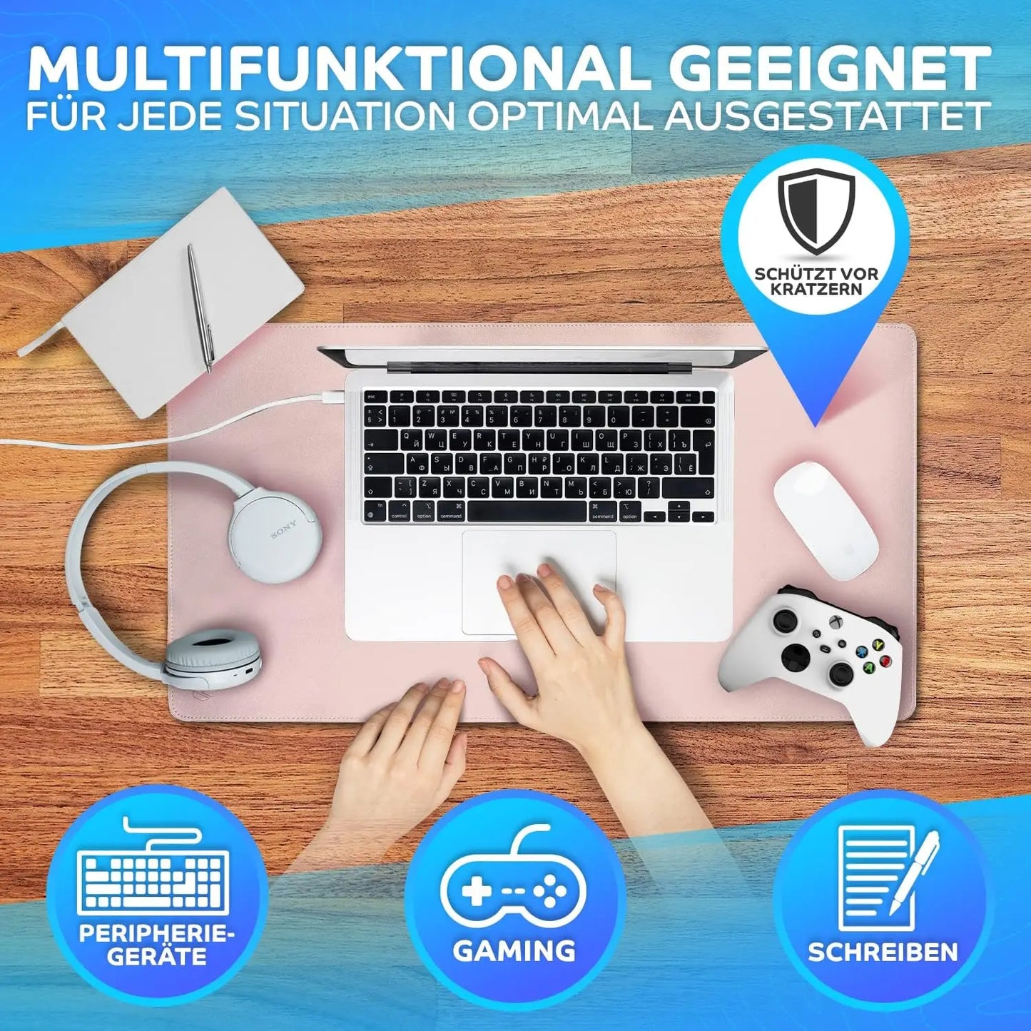Large Desk Mat - Premium Non-Slip Desk Pad, Scratch-Resistant Office Desk Protector, Large Mouse pad Workspace Mat for Office
