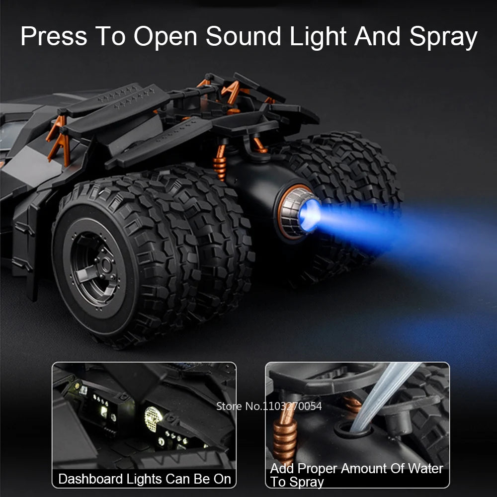 1:24 Batmobile Alloy GTR Miniature Car Kids Toy Model Shock Absorption with Sound Light Doors Opened Vehice for Boyfriend's Gift