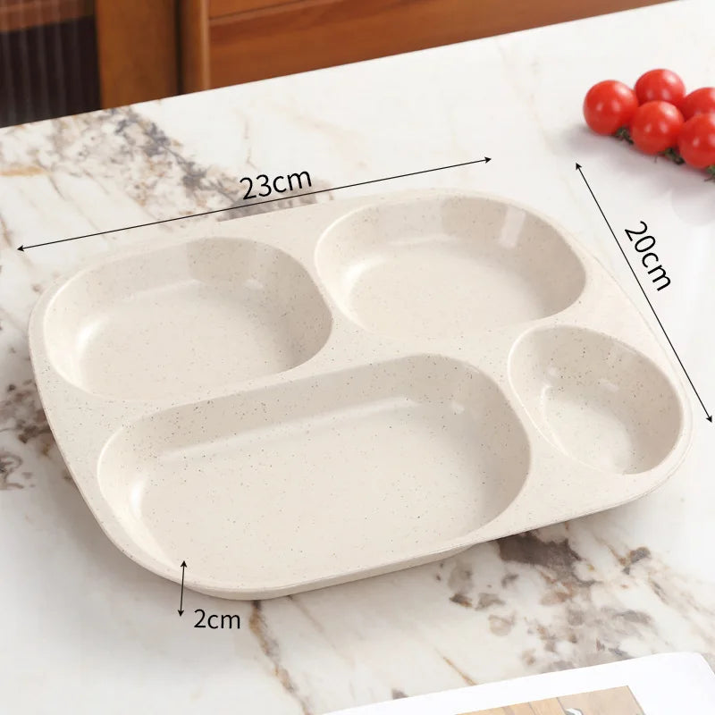 1pc 4 Grids Plastic Individual Plate,Reusable Healthy Diet And Weight Loss Divider Plate Ideal,for Home Camping Dorms Cafeterias