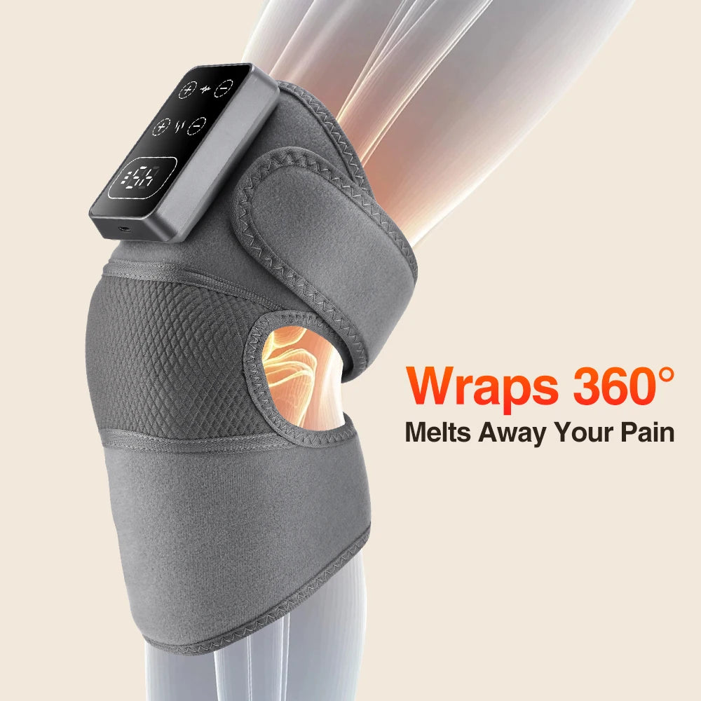 Eletric Knee Massager Heating Pad Vibration Wrap Adjustable Heat Knee Massage Brace Rechargeable Knee Protector Relief Fatigue