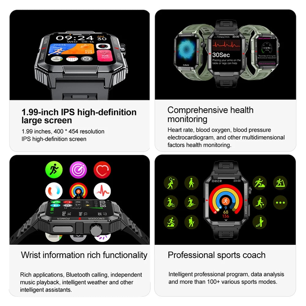 NFC GPS Smartwatch 1.99" HD Screen Bluetooth Call Sports Fitness Waterproof