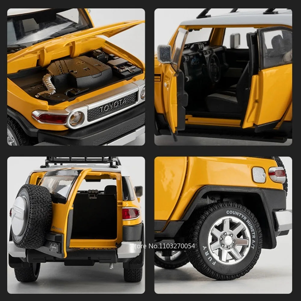 1:24 FJ Cruiser Prado LC250 Car Model Alloy Diecast Toy Doors Opened Sound Light Pull Back Miniature Cars Exquisite Collectibles