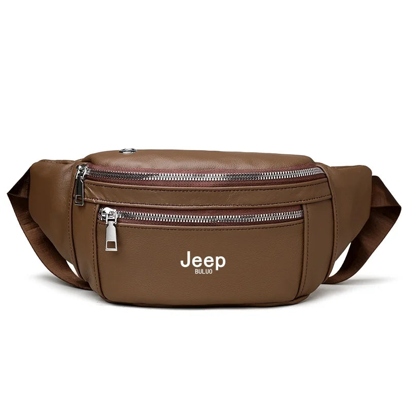 JEEP BULUO Brand Men's Chest Bag Genuine Leather Casual Shoulder Crossbody Bags