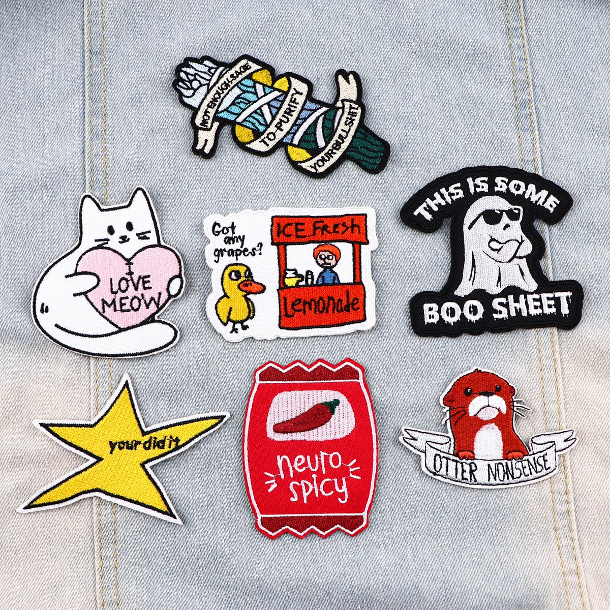 Funny Duck Quotes Patch Iron On Patches For Clothing Stickers Cute Cat Embroidered Patches On Clothes DIY Clothes Stripes