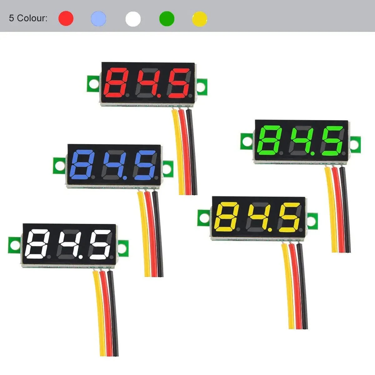 4pcs Digital Mini Digital Voltmeter 0.28Inch Three-Line 0-100V Digital Voltmeter Gauge Tester LED Display Panel Voltmeter