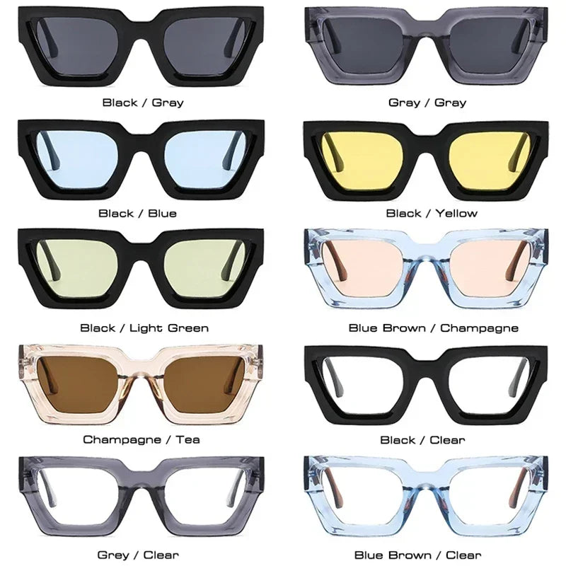 JNPCXI New Square Men Fashion Double Color Outdoor Sunglasses Retro Gray Lens UV400 Women Trending Sun Glasses