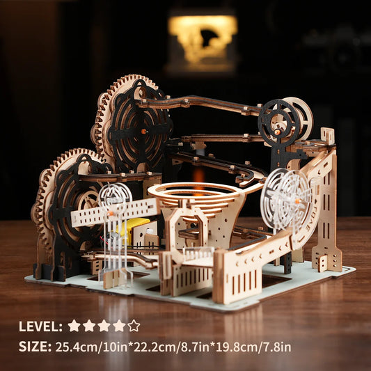 Exquisite Wooden Diy 3D Puzzle Unique Building Block Mechanical Marble Run Handmade Desk Decoration Creative Gift For Kids Adult