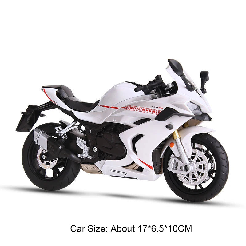 1:12 QJMOTOR QJ600RS Alloy Car CFMOTO 450SR Diecast Motorcycle Model Toys with Light Wheel Damping Vehices Child Christmas Gifts