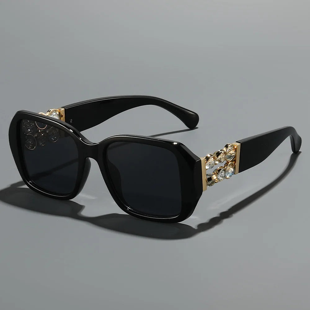 JNPCXI 2026 Women Luxury Sunglasses with Rhinestones Decoration Large Frame Wrap Designer Gift for Mother Fashion Glasses