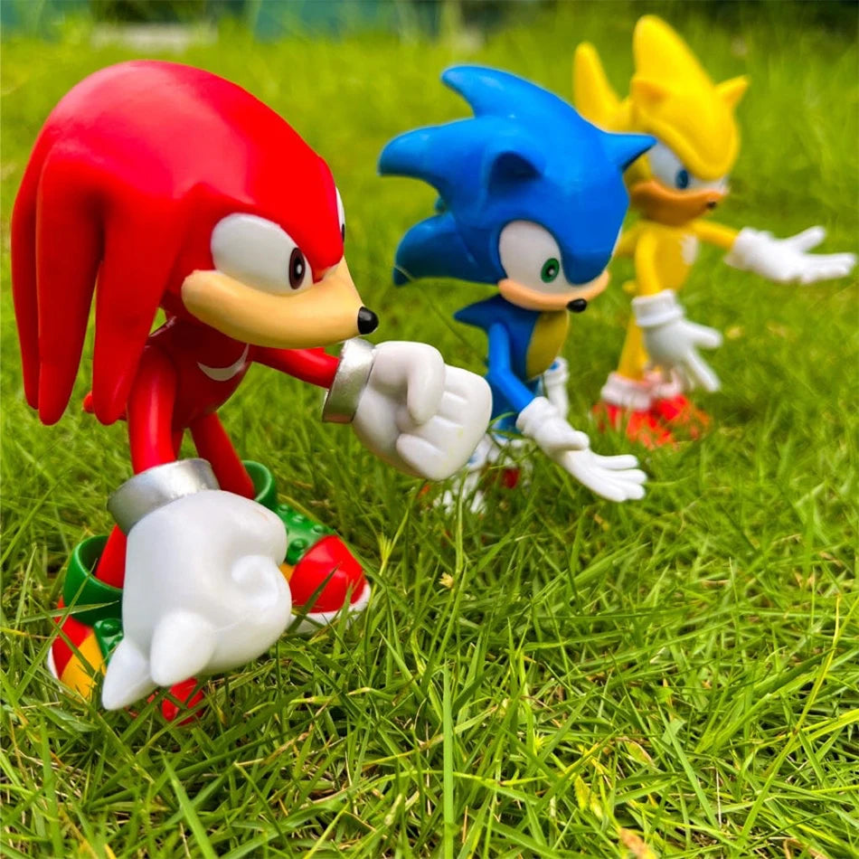 5pcs Set Cute Sonic PVC Character Toy Hedgehog Shadow Tail Figure 14cm Models