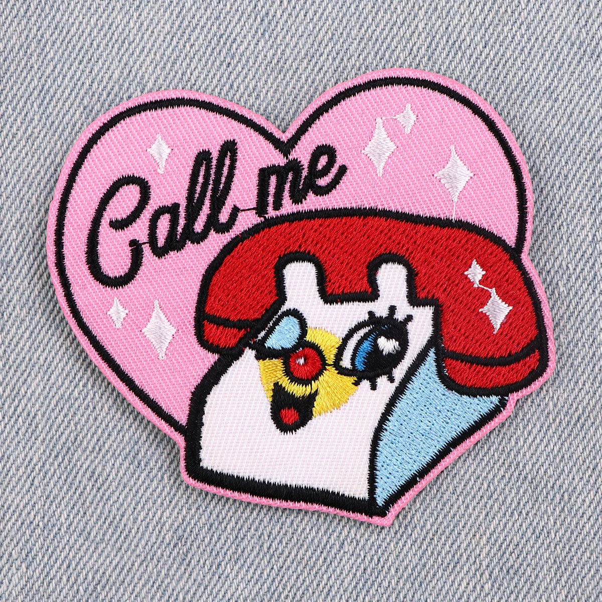 Call me Phone Iron On Patch Patches For Clothing Embroidered Patches On Clothes Decor Cartoon Patch Sew Applique Sticker