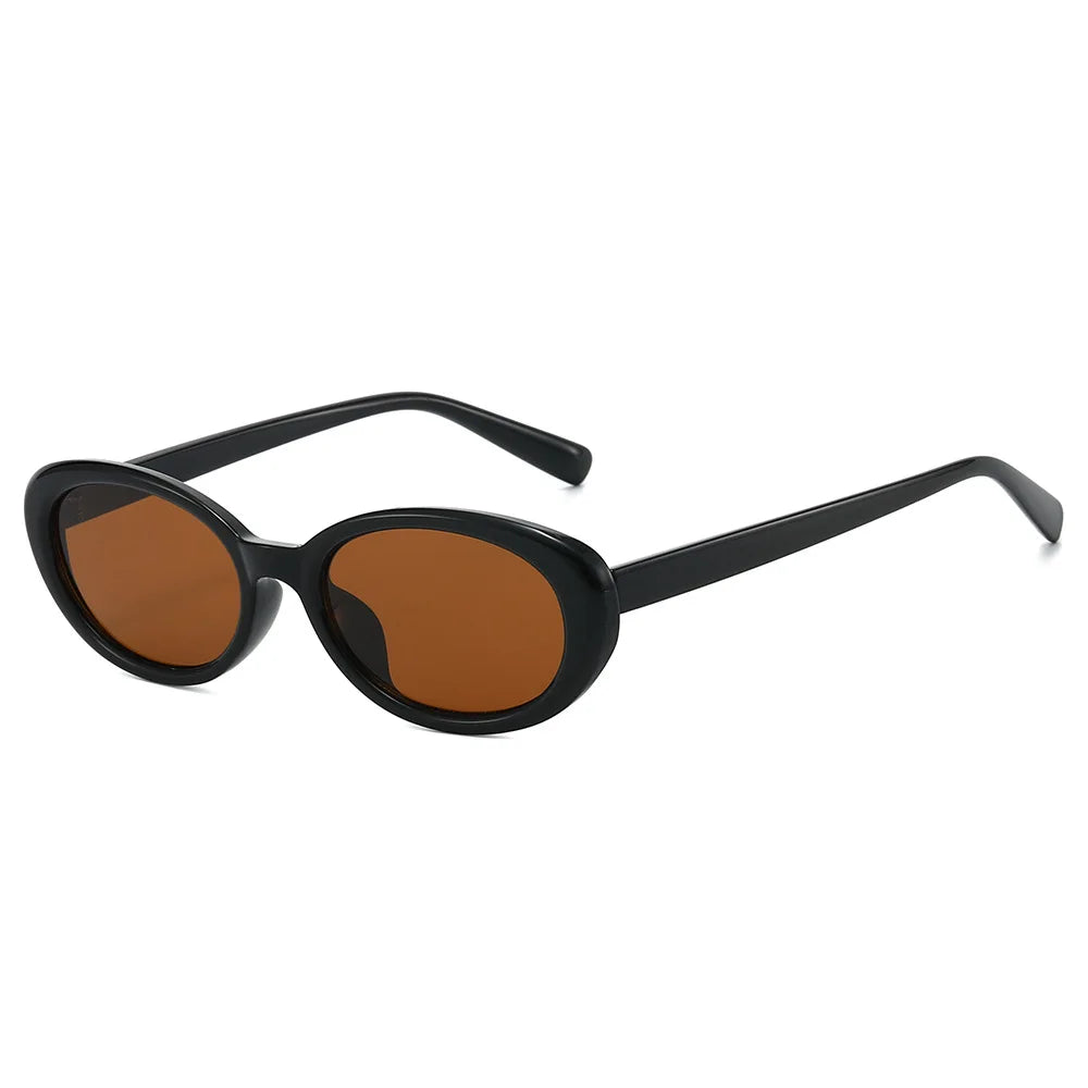 JNPCXI Fashion Small Oval Women Luxury Sunglasses Retro Rivets Men Leopard Tea Shades UV400 Punk Sun Glasses