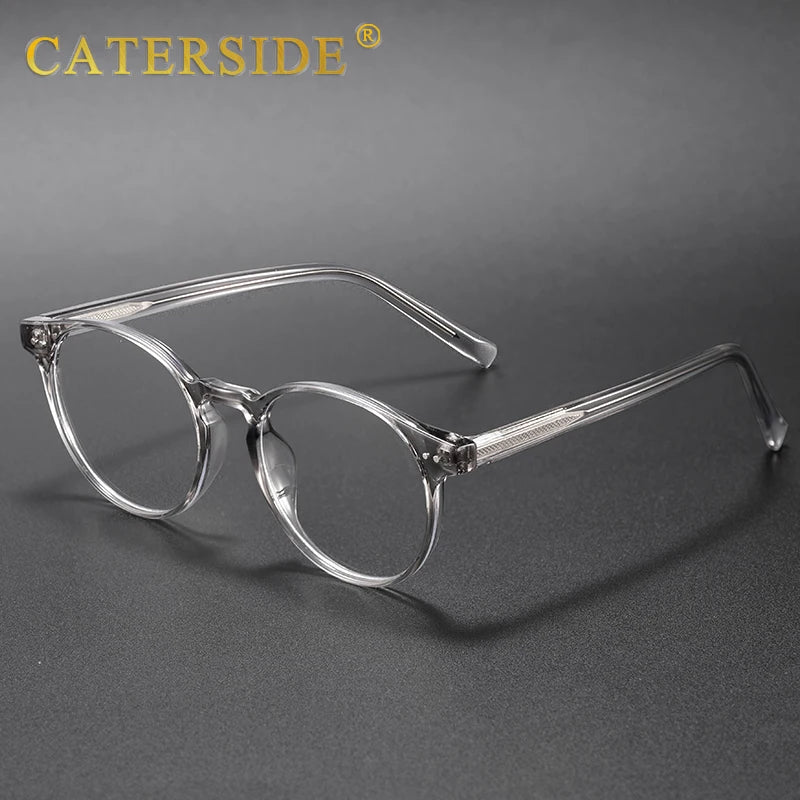 CATERSIDE Vintage Round Men Glasses Frame High-Quality Brand Design Anti Blue Light Reading Glasses Women Optical Frame