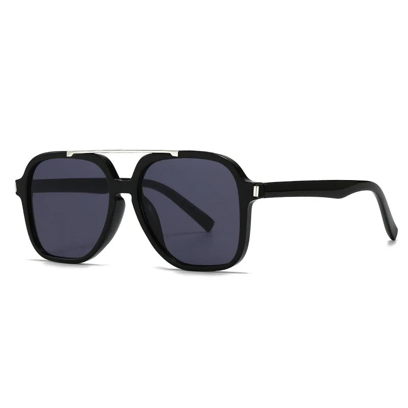 JNPCXI Fashion Oversized Square Double Bridges Sunglasses Women Shades UV400 Retro Rivets Men Sun Glasses