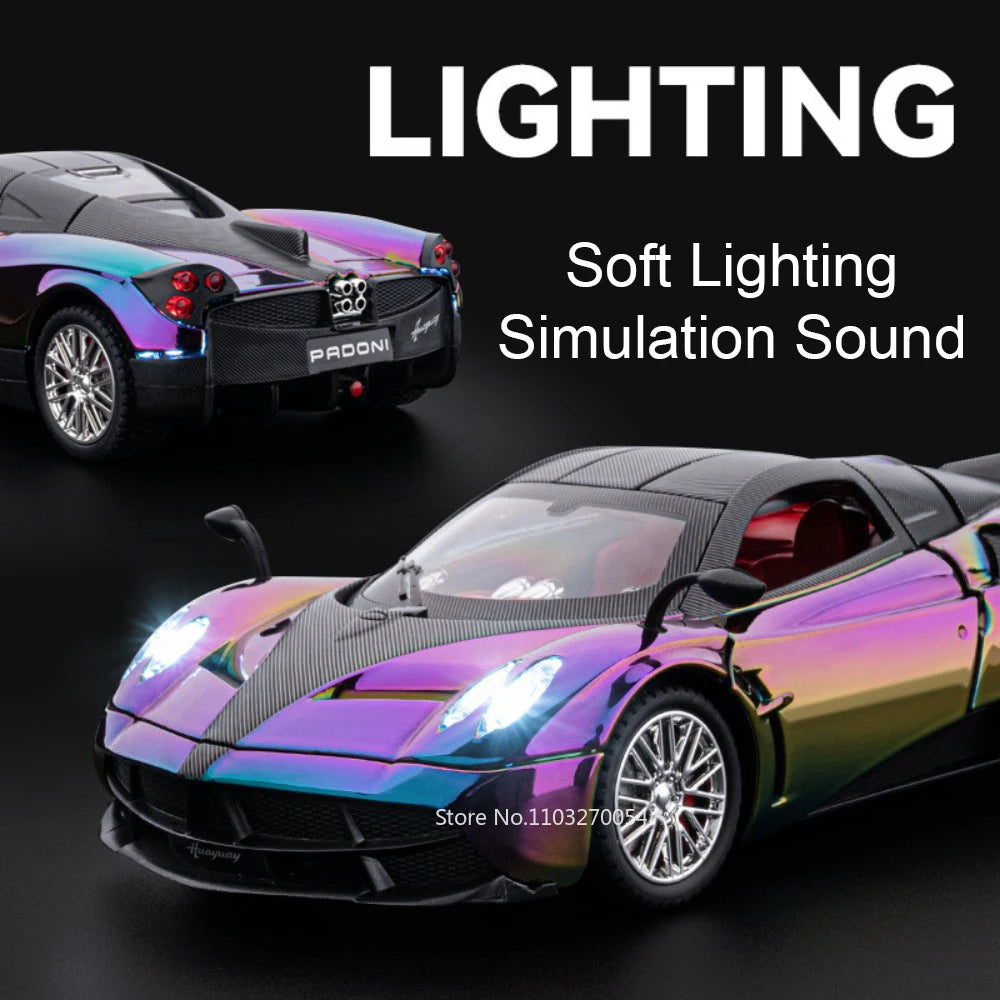 1:24 PAGANI Huayra Dinastia Vision GT Car Toy Diecast Alloy Model Doors Opened Sound Light Pull Back Sportcar for Boy Adult Gift