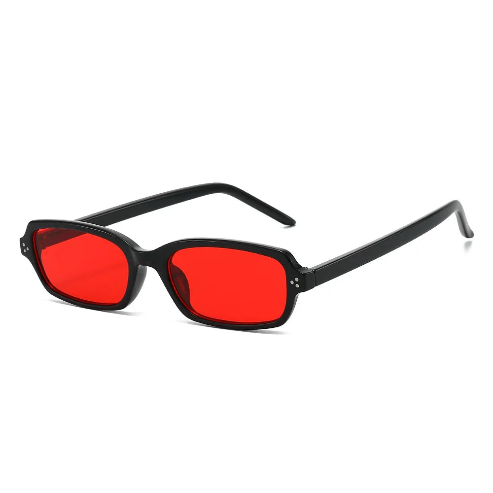 JNPCXI New Ins Popular Small Rectangle Sunglasses Fashion Candy Color Women UV400 Retro Rivets Men Clear Lens Frame