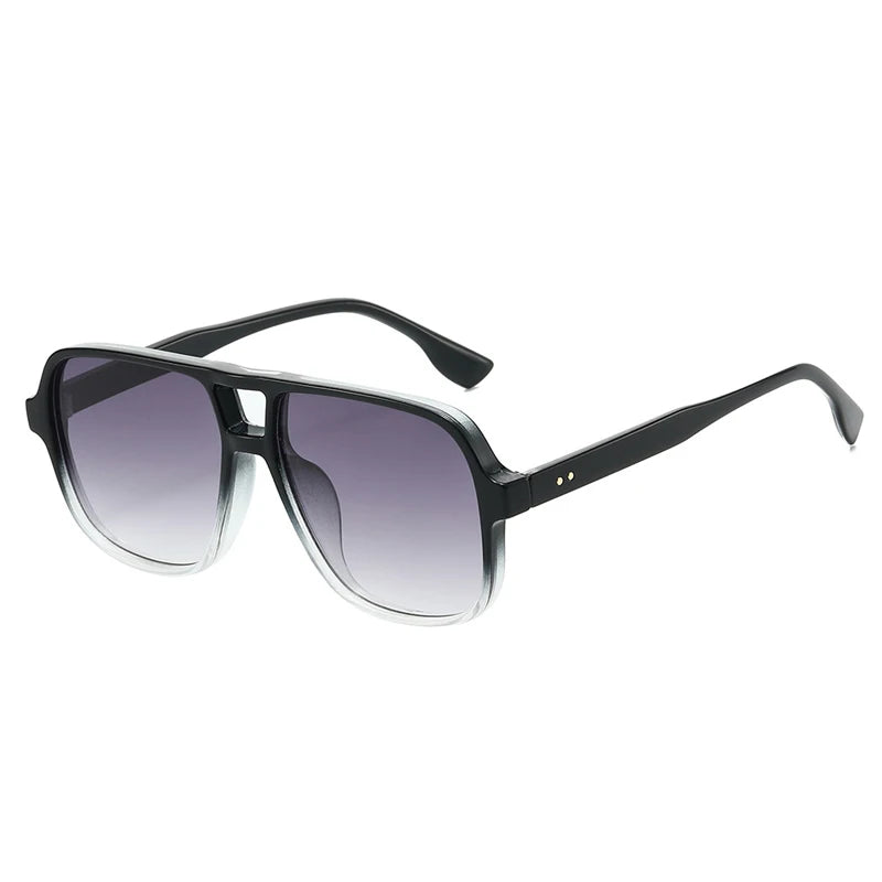 JNPCXI New Double Bridges Square Sunglasses Women Fashion Gradient UV400 Retro Rivets Candy Color Trending Men Sun Glasses