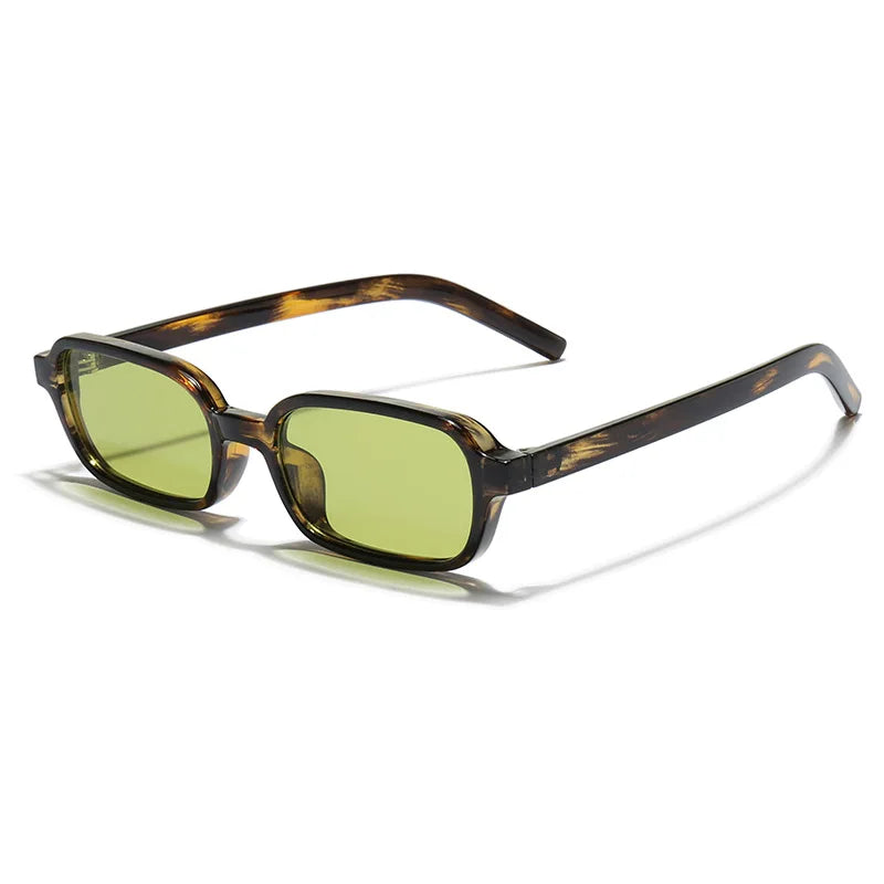 JNPCXI New Fashion Small Rectangle Sunglasses Women Shades UV400 Leopard Green Men Punk Sun Glasses