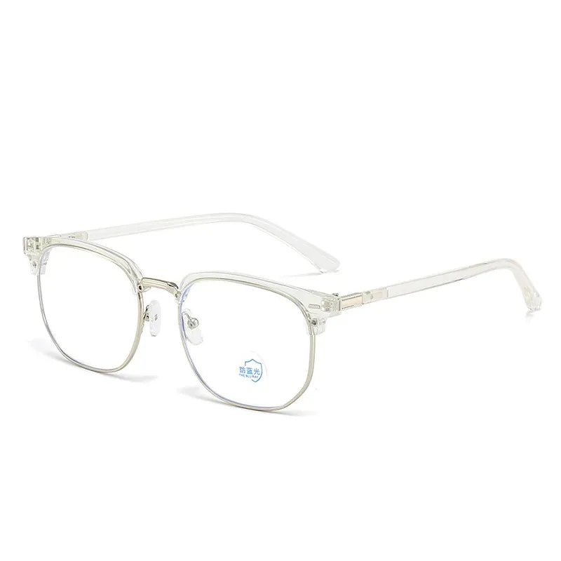 Photochromic Anti-blue Light Glasses Men Fashion Rectangle Semi Rimless Eyewear For Women Office Computer Goggle