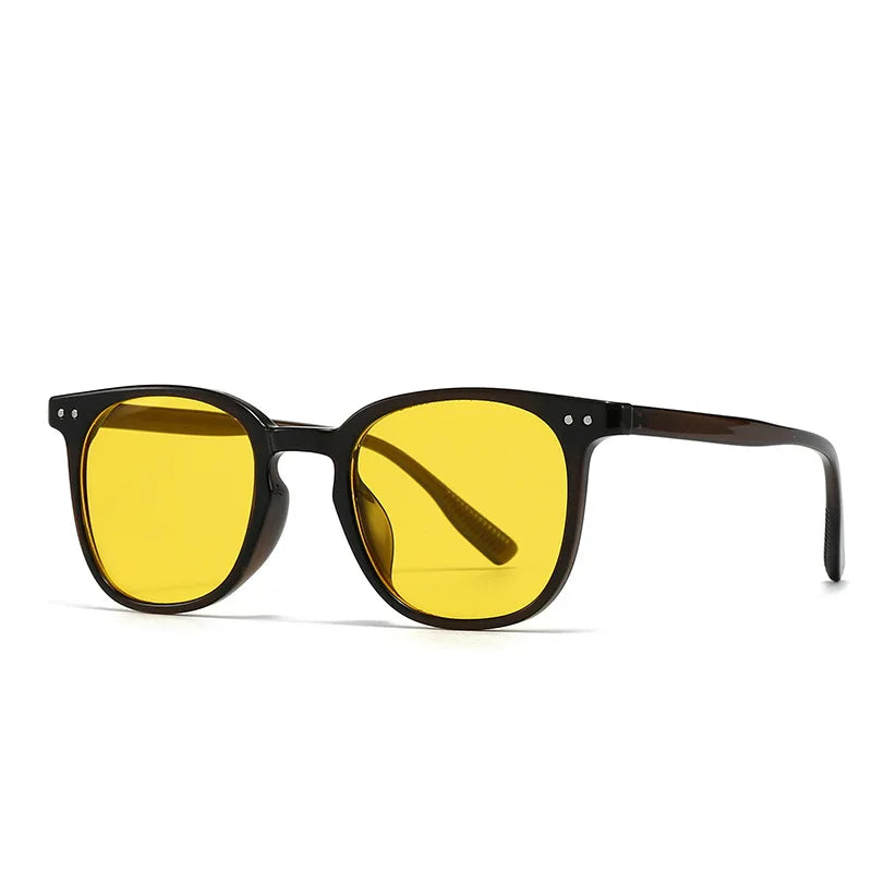 JNPCXI New Fashion Square Sunglasses Women Shades UV400 Retro Gradient Men Black Yellow Rivets Sun Glasses