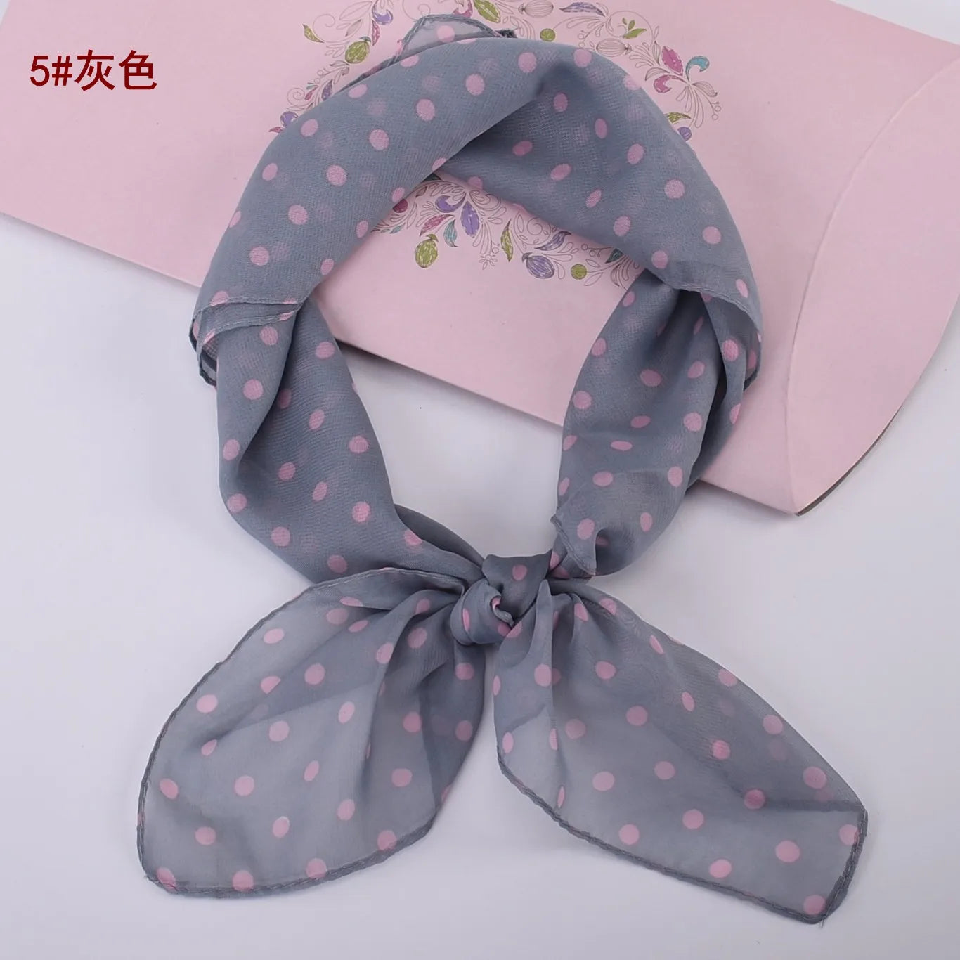 Spring/Summer Season 65 * 65 Elegant Retro Dot Small Square Scarf Lightweight and Soft Chiffon Scarf Soft and Breathable