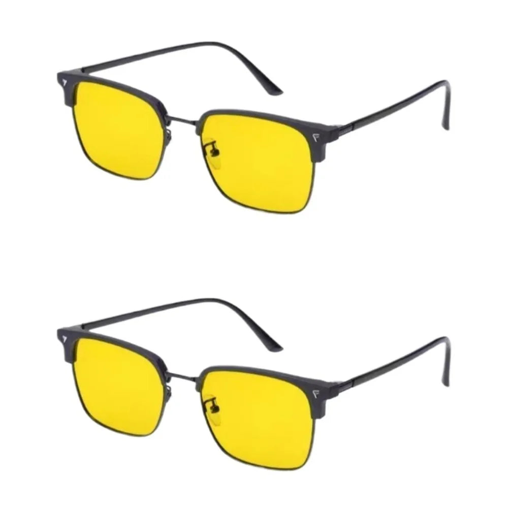 2PCS Unisex Yellow Lenses Night-Vision Glasses Driving Glasses  Ultra Light Sunglasses