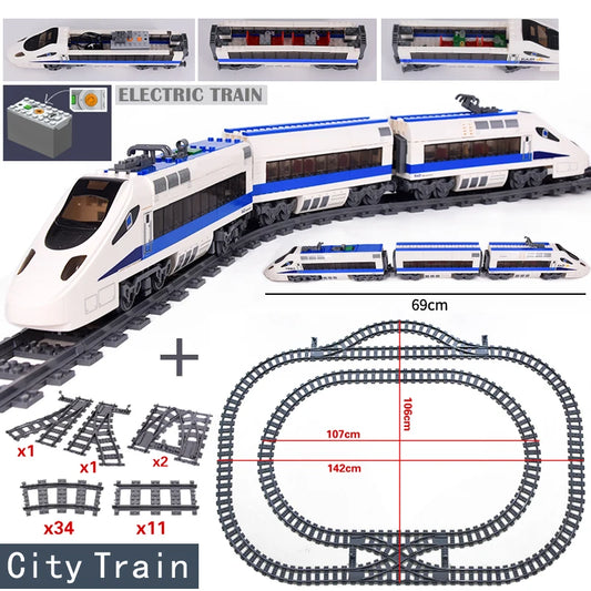 MOC City Series Train Metro Track Building Blocks Railroad Conveyance Toys Tr20