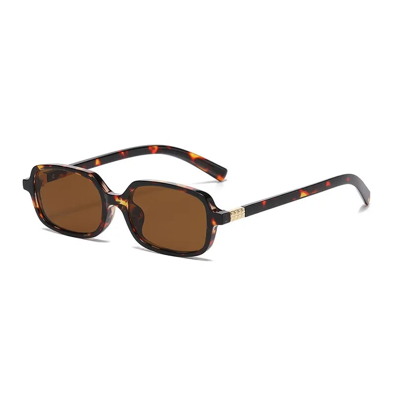 JNPCXI Fashion Women Small Rectangle Sunglasses Retro Leopard Shades UV400 Anti-Blue Light Glasses Frames