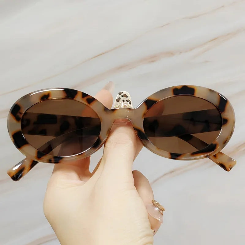 JNPCXI Oval Jelly Color Women Sunglasses Fashion Black Light Tea Shades UV400 Men Trending Gradient Sun Glasses