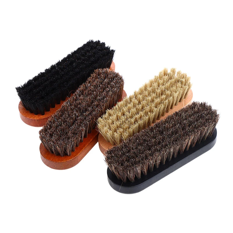 Handle Details Polishing, Cleaning Brush Horse Hair Wood Brush Leather Shoe Care