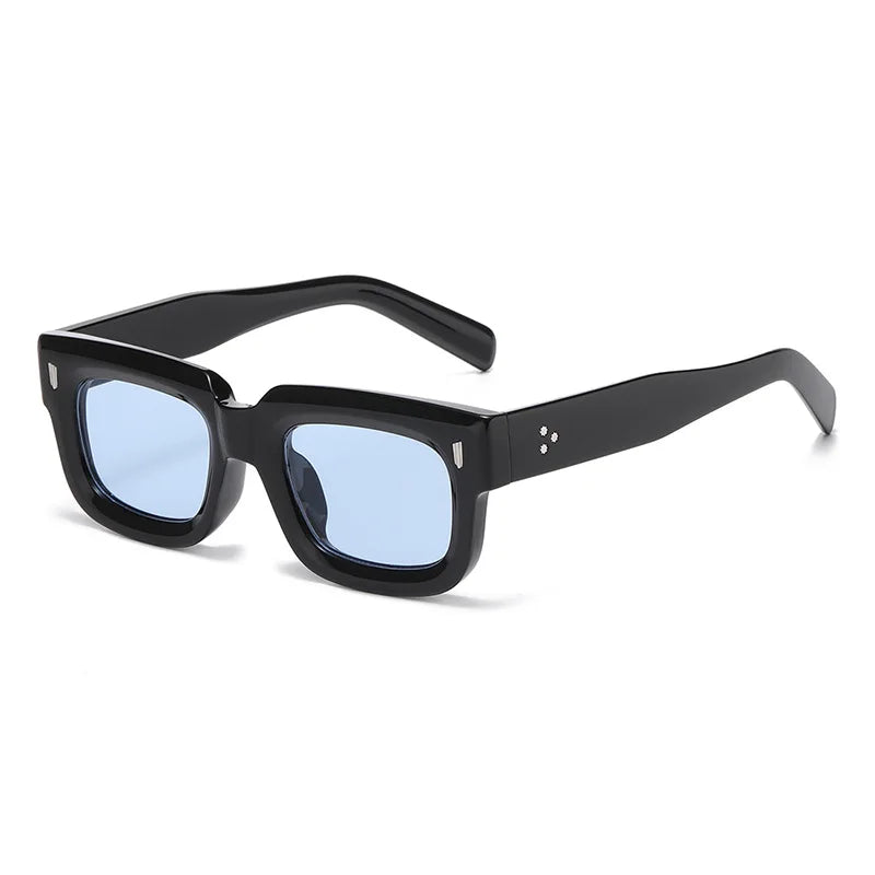JNPCXI Fashion Square Sunglasses Women Retro Rivets Men Clear Ocean Lens Eyewear Shades UV400 Punk Sun Glasses