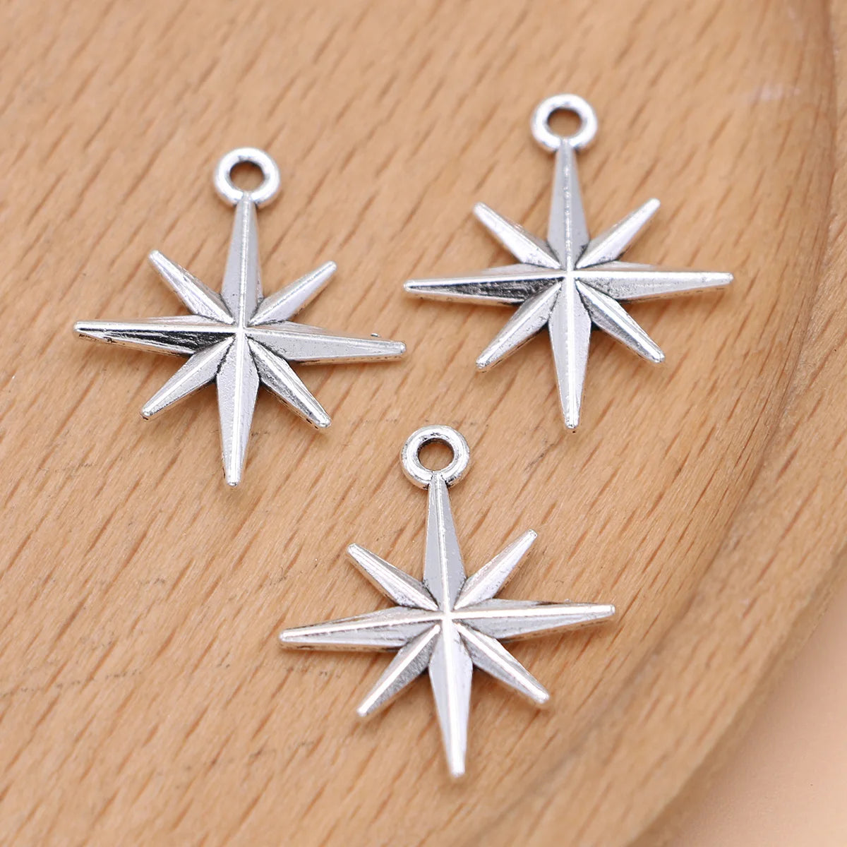 15Pcs Silver Plated Star Charm Pendant for Jewelry Making Bracelet Earrings Necklace Accessories DIY