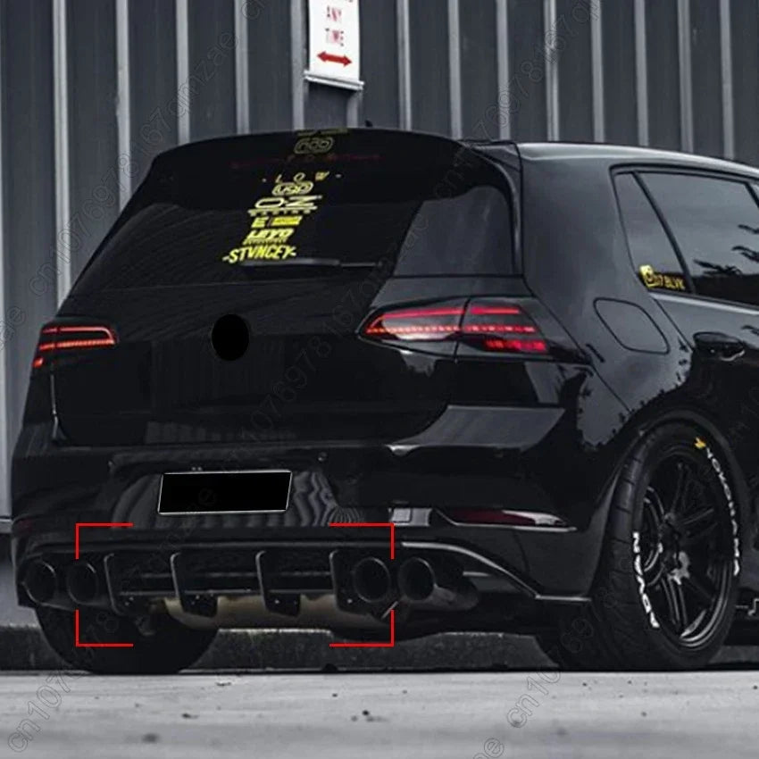 For Volkswagen Golf 7.5 MK 7.5 R GTI 2017-2020 Rear Bumper Diffuser Tail Splitter Spoilers Protector Guard Lip Body Kits Black