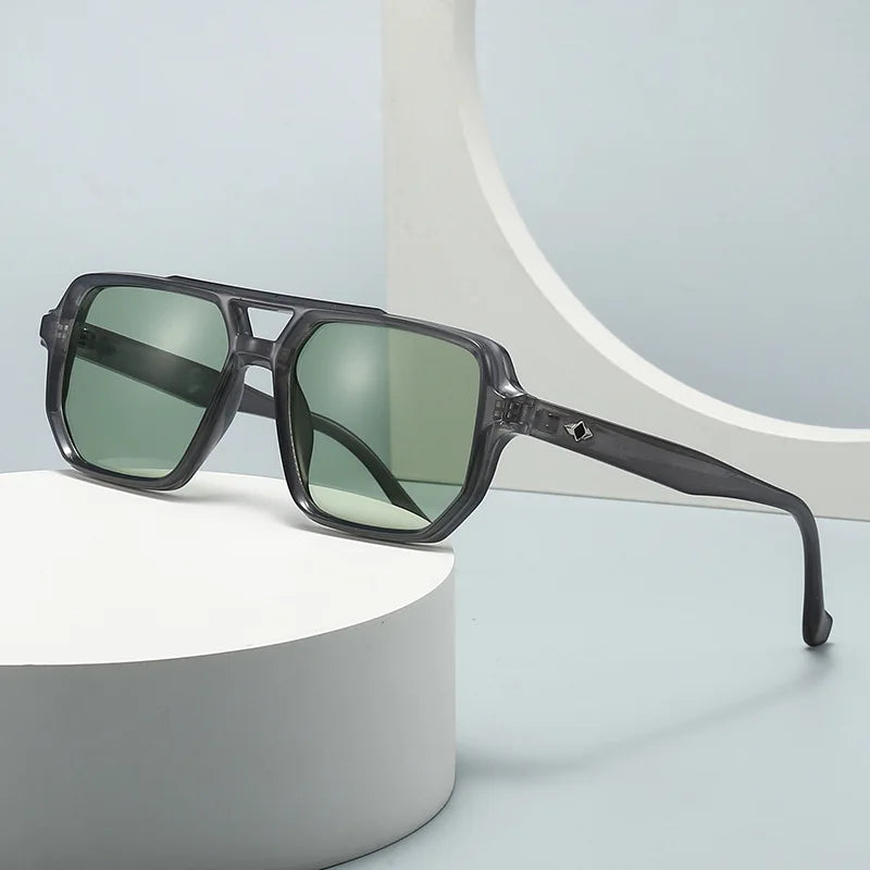 JNPCXI Ins Popular Fashion Square Sunglasses Men Gradient Shades UV400 Vintage Rivets Women Trending Blue Green Sun Glasses