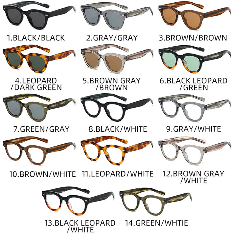 JNPCXI Cat Eye Sunglasses Women Fashion Clear Lens Frame Men Retro Rivet Punk Round Green Leopard Shades UV400 Sun Glasses