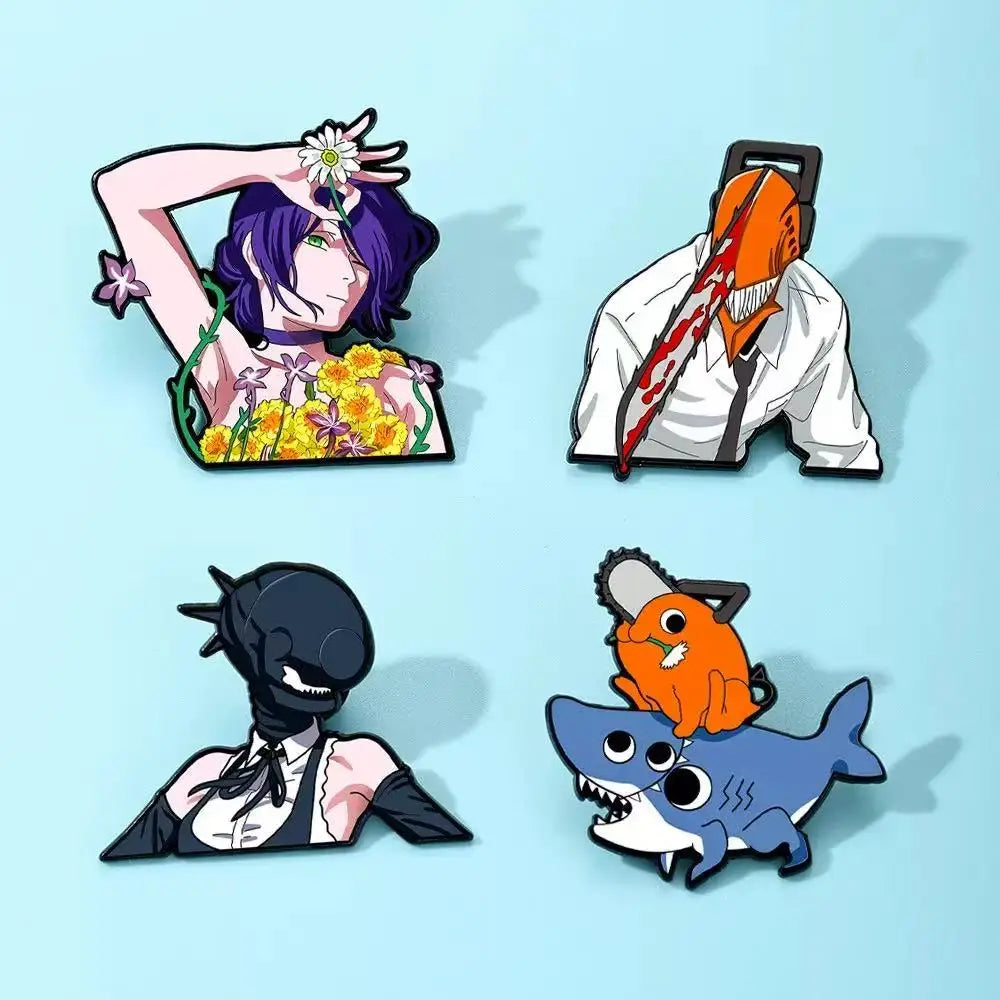 4pcs Set Unisex Manga Characters Enamel Pins Metal Brooches for Backpack Hat Bag Collar Lapel Fashion Jewelry Collection Gift