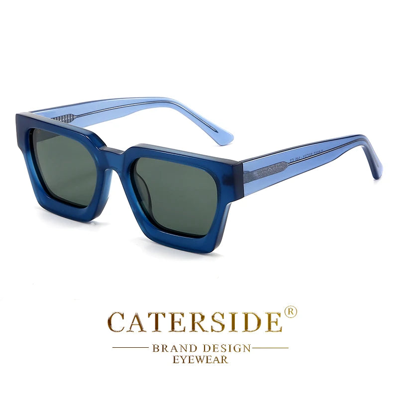 CATERSIDE Retro Acetate Sunglasses Men Polarized Square High Quality Sun Glasses Women Driving Punk Party Vintage Eyewear UV400