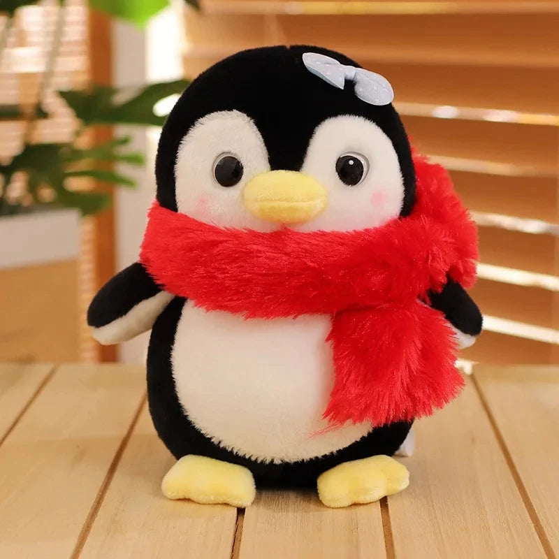 20-25cm Cute Penguin Wear A Bow Scarf Plushies Doll Cartoon Stuffed Animal Soft Sofa Cushion Baby Sleeping Pillow for Kids Gifts