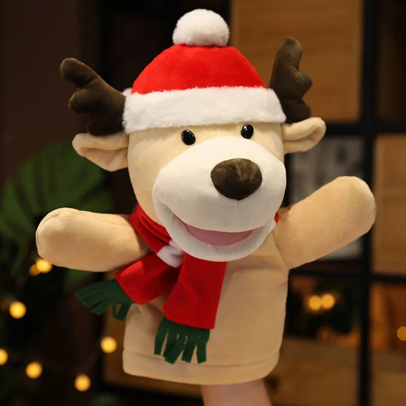 Christmas gift Santa Claus snowman elk finger puppet plush toys parent-child game story dialogue doll hand puppet