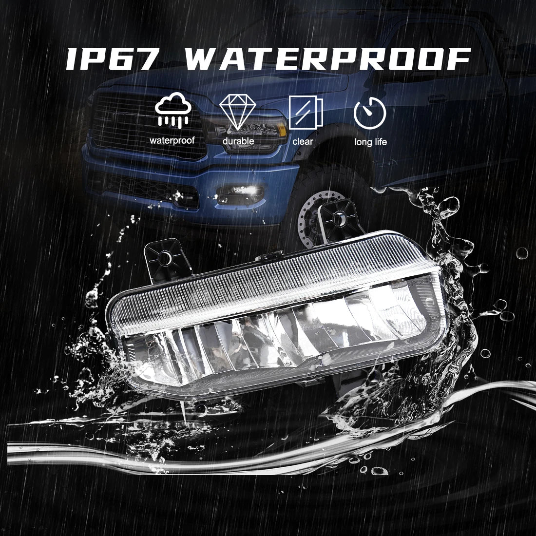 DLAA For Dodge Ram 2500 2019 2020 2021 2022 2023 2024 LED Car Fog Lamps Front Bumper Headlights DRL Daytime Running Lights 12V