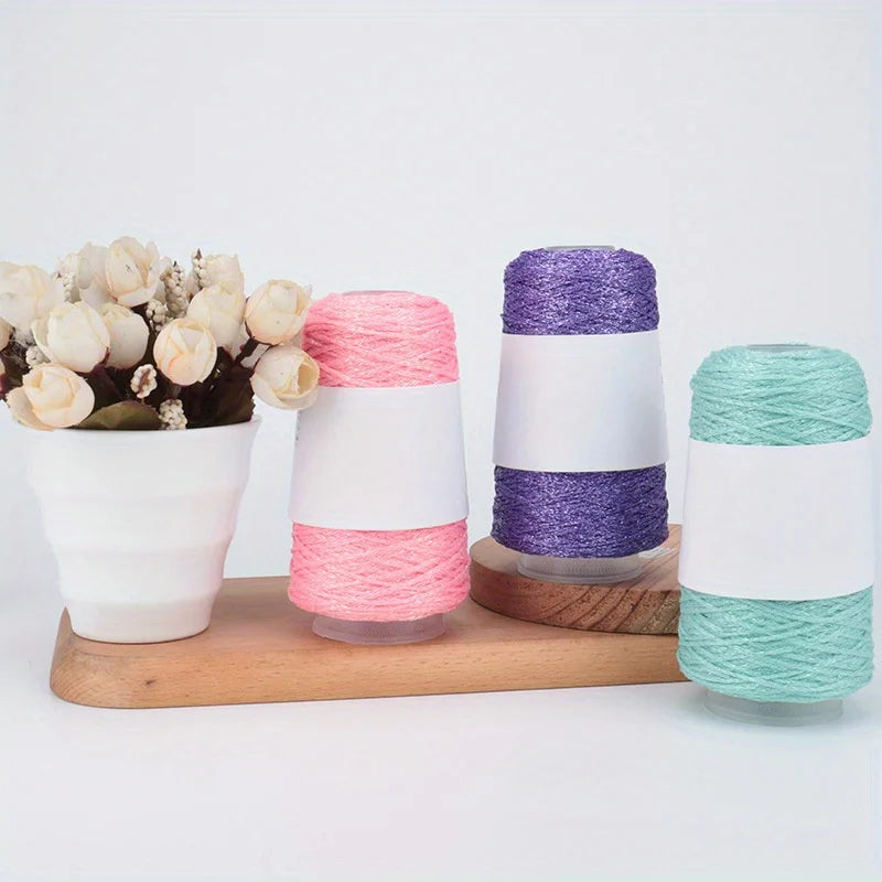 Mixed Color Shiny Yarn Skein, Polyester Crochet Thread for DIY Hand Knitting, Handmade Bags, Hats, Holiday Gifts Dolls Crafting