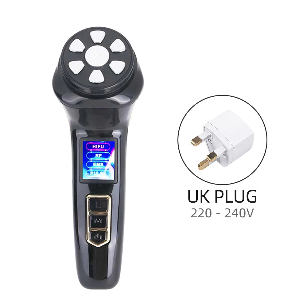 Mini HIFU Machine LED Photon Ultrasonic RF EMS HIFU Facial Lifting Device Face Chin Neck Eye Anti Wrinkle Face Massager Home Use