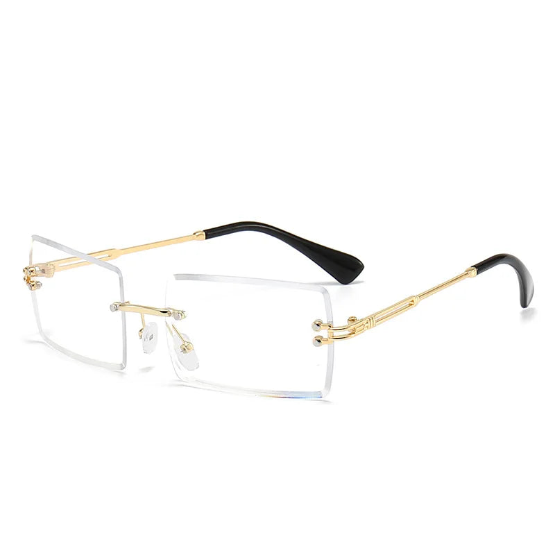 1 Pair of Classic and Stylish Frameless Square Glasses Suitable for Both Men and Women, Versatile for Daily Use